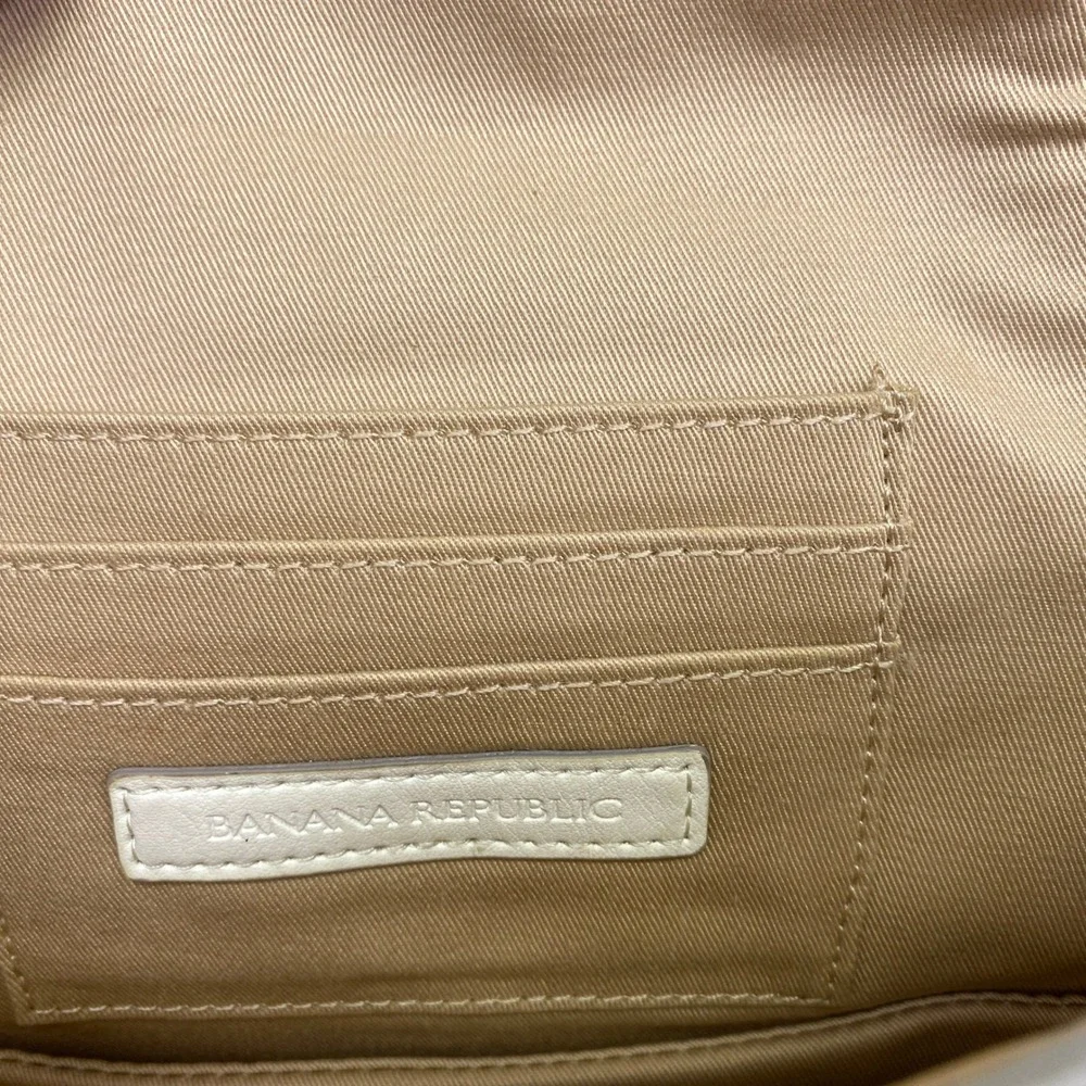 Banana Republic White Snake Embossed Half Moon Double Clutch Bag Cow Leather